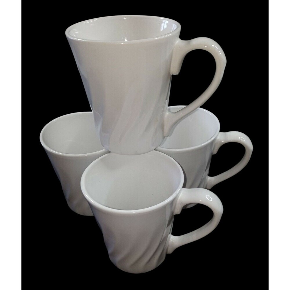 Corelle Coordinates Stoneware Coffee Mugs, 4pcs, White Swirl